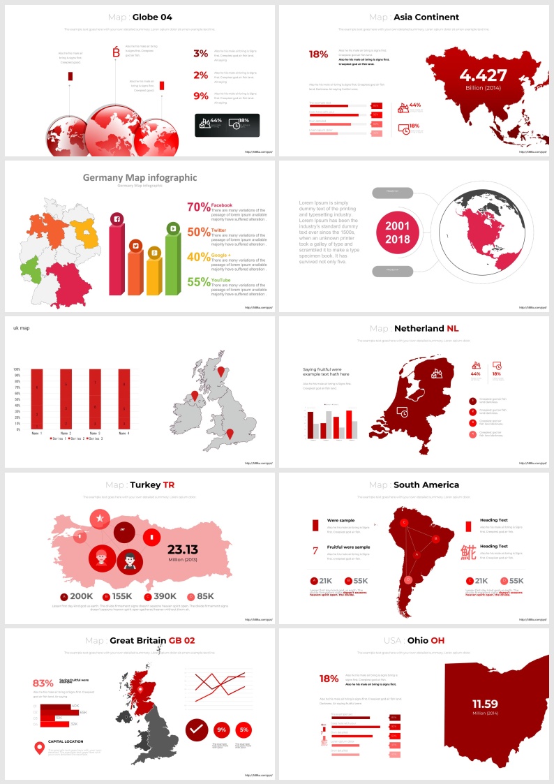 30 套红色世界地图PPT图表合集2.pptx